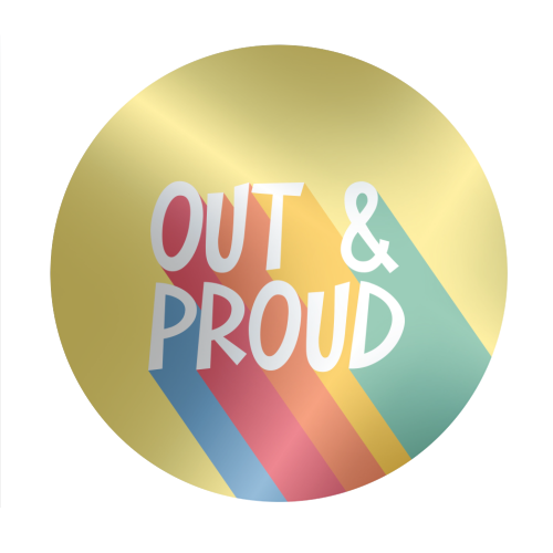Out & Proud - Circle Sticker by Bev O'Connor
