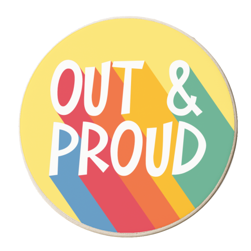 Out & Proud - personalised beer coaster by Bev O'Connor