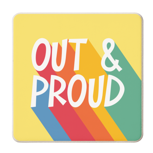 Out & Proud - personalised beer coaster by Bev O'Connor