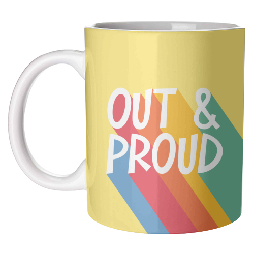 Out & Proud - unique mug by Bev O'Connor