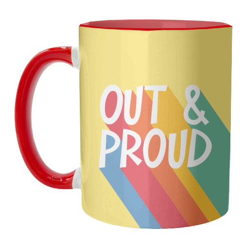 Out & Proud - unique mug by Bev O'Connor