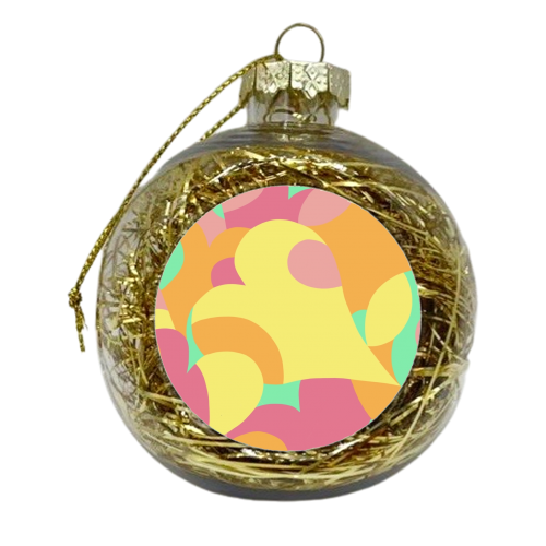 Overlapping hearts - xmas bauble by Helen Dowley
