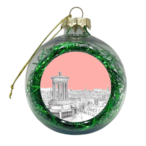 Overlooking Edinburgh (Coral Version) - xmas bauble by Adam Regester