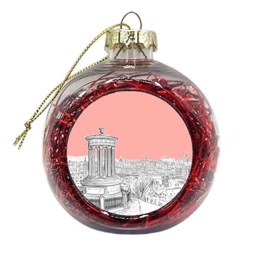 Overlooking Edinburgh (Coral Version) - xmas bauble by Adam Regester