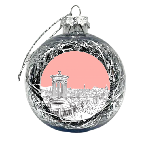 Overlooking Edinburgh (Coral Version) - xmas bauble by Adam Regester