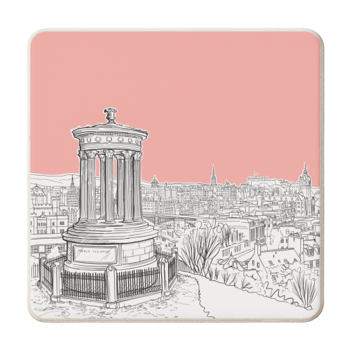 Overlooking Edinburgh (Coral Version) - personalised beer coaster by Adam Regester
