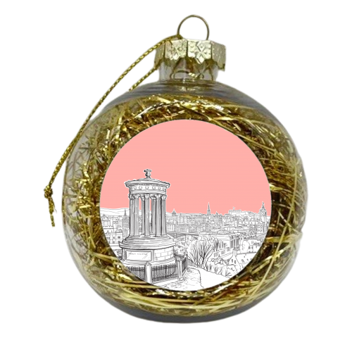Overlooking Edinburgh (Coral Version) - xmas bauble by Adam Regester