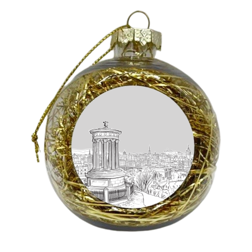Overlooking Edinburgh (pale grey version) - xmas bauble by Adam Regester