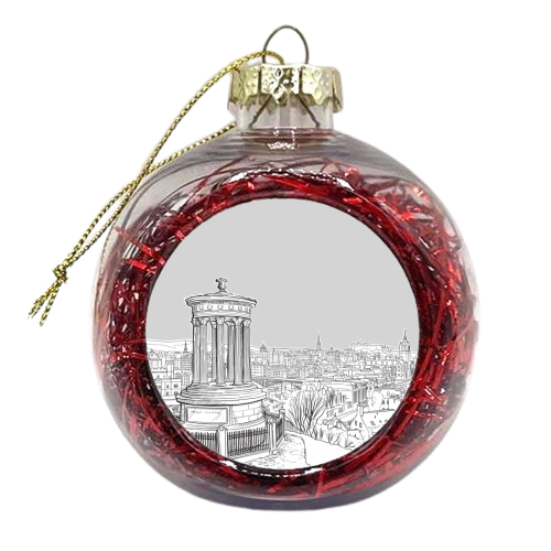 Overlooking Edinburgh (pale grey version) - xmas bauble by Adam Regester