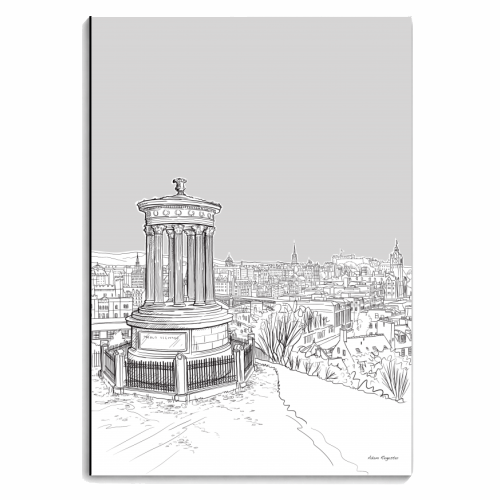 Overlooking Edinburgh (pale grey version) - personalised A4, A5, A6 notebook by Adam Regester