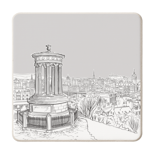 Overlooking Edinburgh (pale grey version) - personalised beer coaster by Adam Regester
