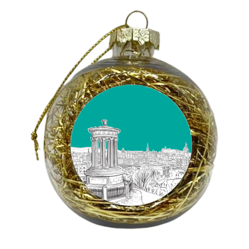 Overlooking Edinburgh (Teal Version) - xmas bauble by Adam Regester