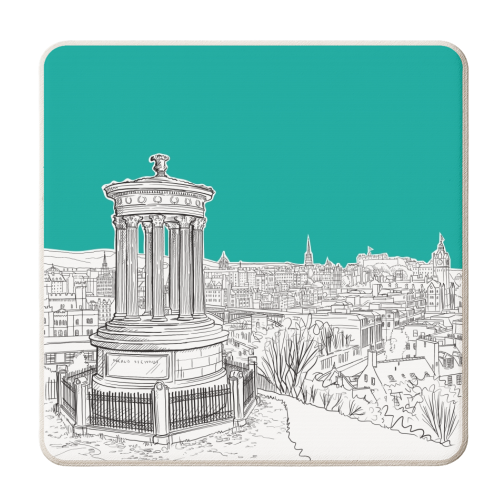 Overlooking Edinburgh (Teal Version) - personalised beer coaster by Adam Regester