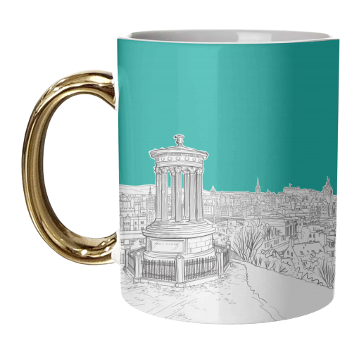 Overlooking Edinburgh (Teal Version) - unique mug by Adam Regester