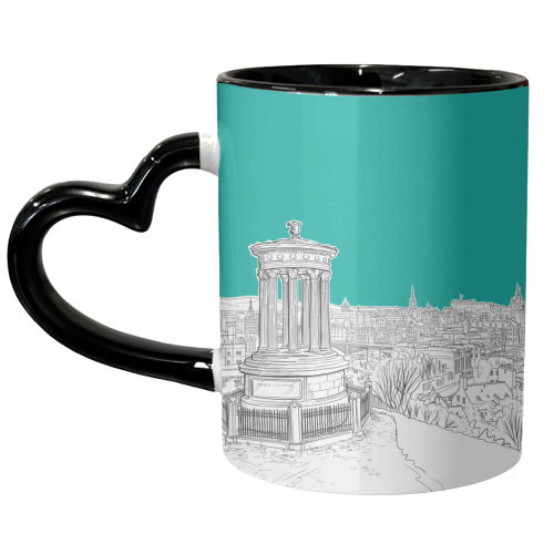 Overlooking Edinburgh (Teal Version) - unique mug by Adam Regester