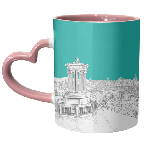 Overlooking Edinburgh (Teal Version) - unique mug by Adam Regester