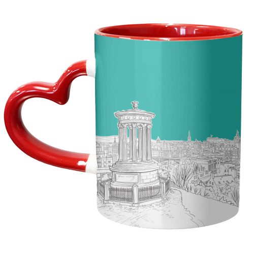 Overlooking Edinburgh (Teal Version) - unique mug by Adam Regester