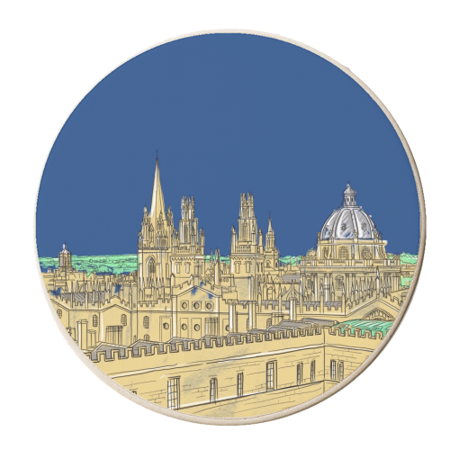 Oxford Skyline (dark blue) - personalised beer coaster by Adam Regester