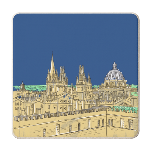 Oxford Skyline (dark blue) - personalised beer coaster by Adam Regester