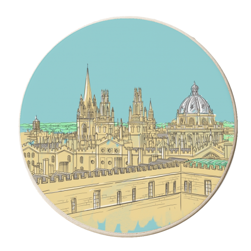 Oxford Skyline (eggshell blue) - personalised beer coaster by Adam Regester