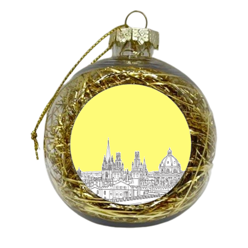 Oxford Skyline  (Illuminating Yellow Version) - xmas bauble by Adam Regester