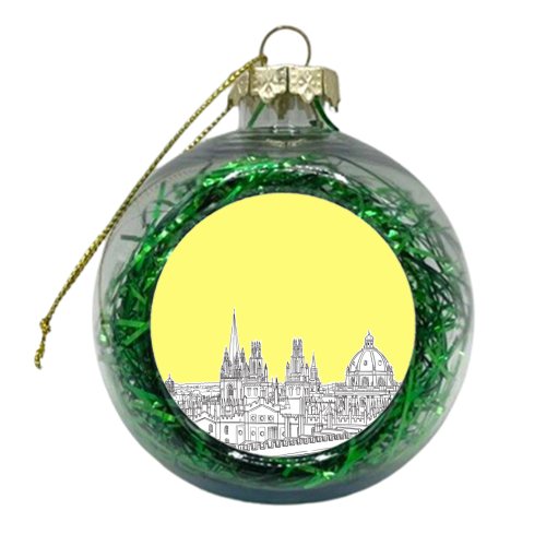 Oxford Skyline  (Illuminating Yellow Version) - xmas bauble by Adam Regester