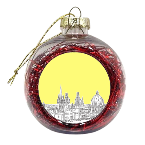 Oxford Skyline  (Illuminating Yellow Version) - xmas bauble by Adam Regester
