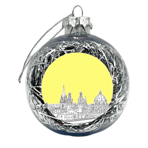Oxford Skyline  (Illuminating Yellow Version) - xmas bauble by Adam Regester