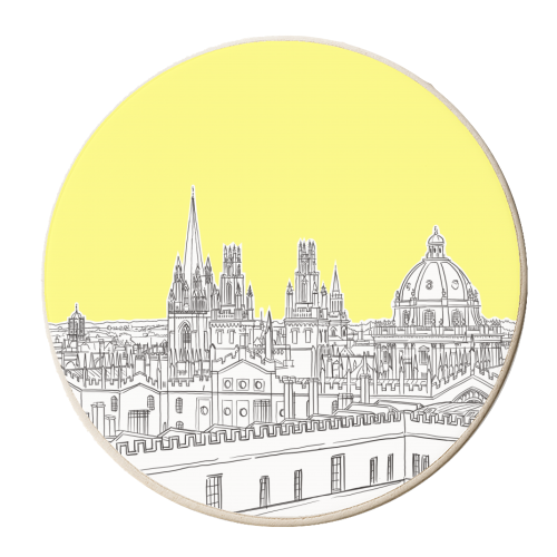 Oxford Skyline  (Illuminating Yellow Version) - personalised beer coaster by Adam Regester