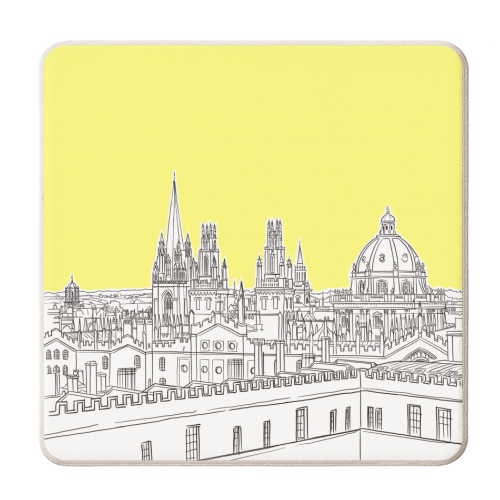 Oxford Skyline  (Illuminating Yellow Version) - personalised beer coaster by Adam Regester