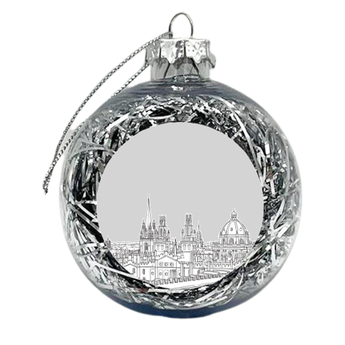 Oxford Skyline  (Pale Grey Version) - xmas bauble by Adam Regester
