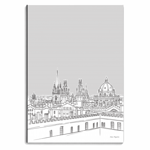Oxford Skyline  (Pale Grey Version) - personalised A4, A5, A6 notebook by Adam Regester
