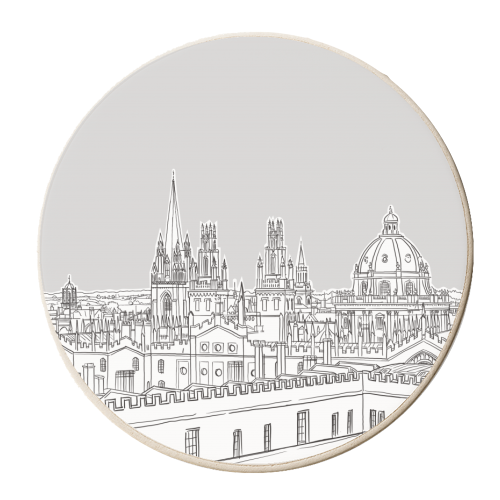 Oxford Skyline  (Pale Grey Version) - personalised beer coaster by Adam Regester