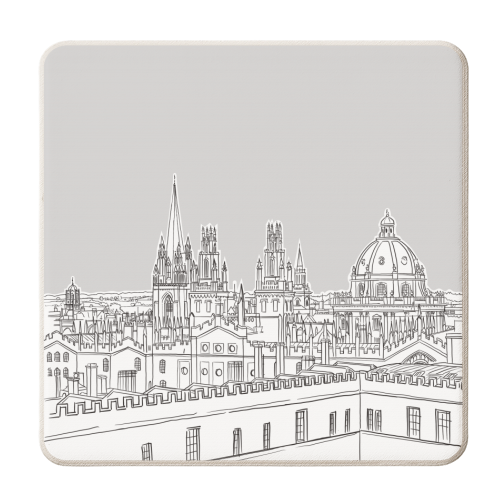 Oxford Skyline  (Pale Grey Version) - personalised beer coaster by Adam Regester