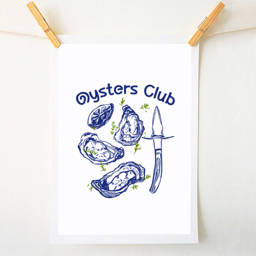 Oysters Club Doodle - A1 - A4 art print by EZbie