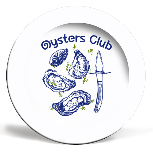 Oysters Club Doodle - ceramic dinner plate by EZbie