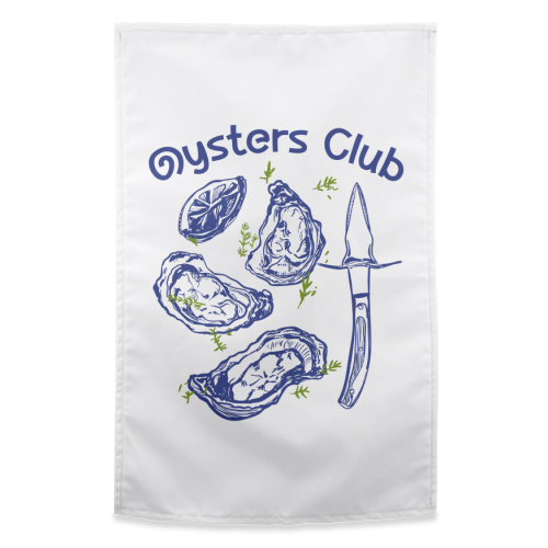 Oysters Club Doodle - funny tea towel by EZbie