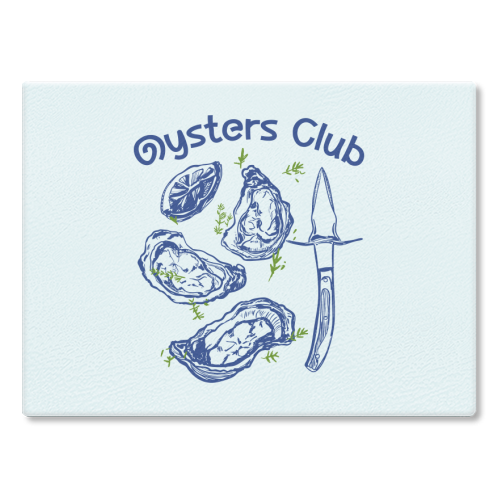Oysters Club Doodle - glass chopping board by EZbie