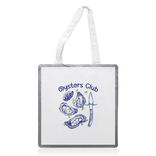 Oysters Club Doodle - printed canvas tote bag by EZbie