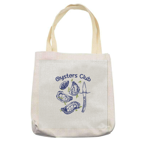 Oysters Club Doodle - printed canvas tote bag by EZbie