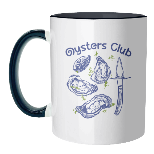 Oysters Club Doodle - unique mug by EZbie