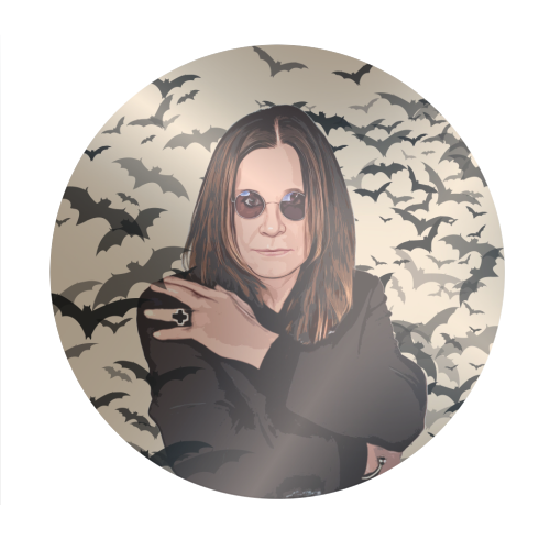 Ozzy & Bats - Circle Sticker by DOLLY WOLFE