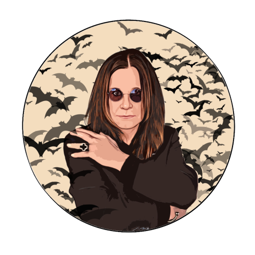 Ozzy & Bats - Circle Sticker by DOLLY WOLFE