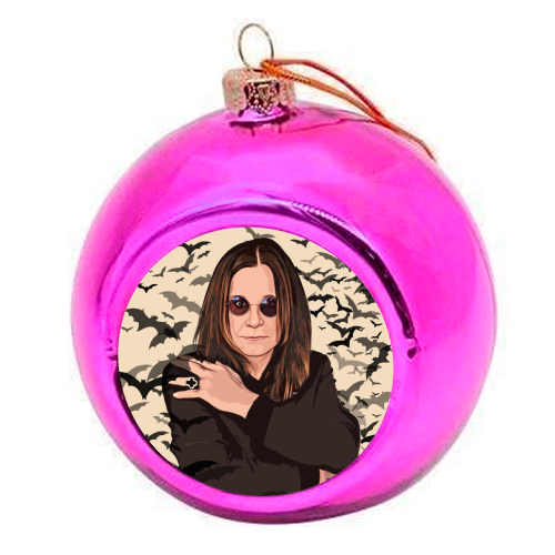 Ozzy & Bats - colourful christmas bauble by DOLLY WOLFE
