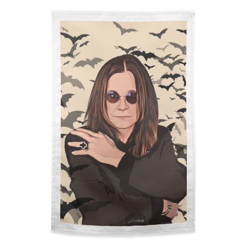 Ozzy & Bats - funny tea towel by DOLLY WOLFE
