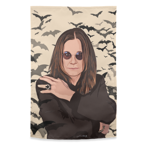 Ozzy & Bats - funny tea towel by DOLLY WOLFE