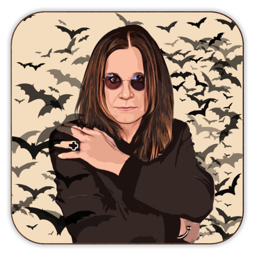 Ozzy & Bats - personalised beer coaster by DOLLY WOLFE