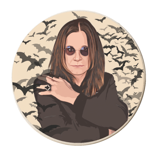 Ozzy & Bats - personalised beer coaster by DOLLY WOLFE