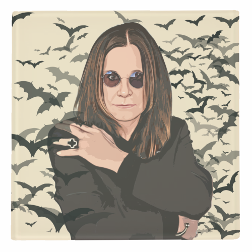 Ozzy & Bats - personalised beer coaster by DOLLY WOLFE