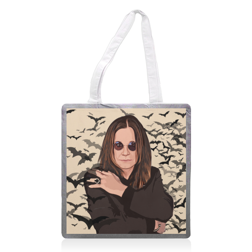 Ozzy & Bats - printed canvas tote bag by DOLLY WOLFE